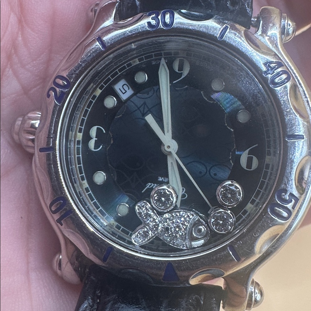 CHOPARD Happy Sport Floating Fish Deep Blue Y2K Watch - Picture 3 of 16